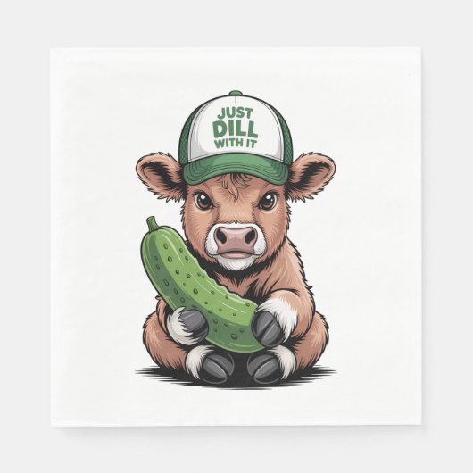 Just Dill With It Cow, おもしろい Pickle スタンダードランチョンナプキン (正面)