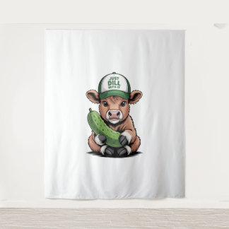 Just Dill With It Cow, おもしろい Pickle タペストリー