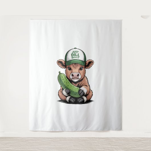Just Dill With It Cow, おもしろい Pickle タペストリー (正面)