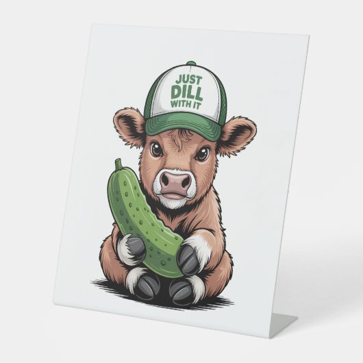 Just Dill With It Cow, おもしろい Pickle 台座サイン (正面)
