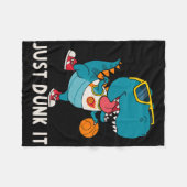 Just Dunk It Fun Dinosaur Bysketbyll League Slam D フリースブランケット (正面(横))