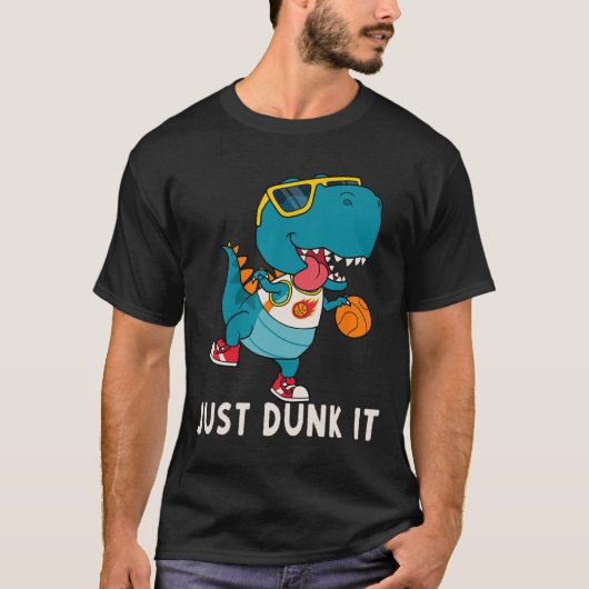 Just Dunk It Fun Dinosaur Bysketbyll League Slam D Tシャツ (正面)