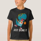 Just Dunk It Fun Dinosaur Bysketbyll League Slam D Tシャツ (正面)
