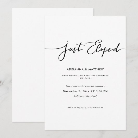 Just ElopedシンプルScript手書き披露宴 招待状 (正面/裏面)