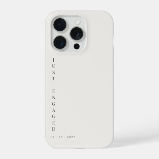 Just Engaged ミニマルタイポグラフィー暖色ホワイト iPhoneケース (裏面)