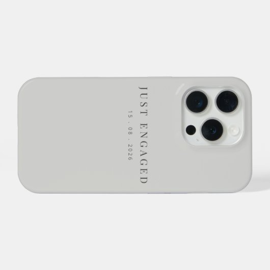 Just Engaged Minimalist Typography Dove Grey iPhoneケース (裏面横)