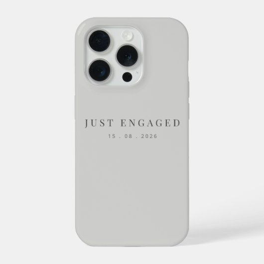 Just Engaged Minimalist Typography Dove Grey iPhoneケース (裏面)