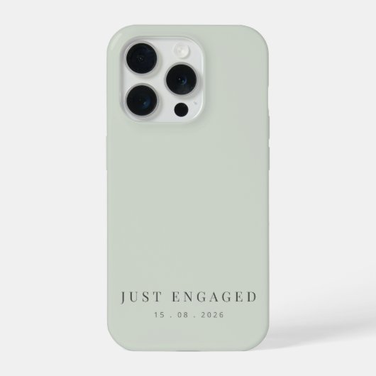Just Engaged Minimalist Typography Pale Sage iPhoneケース (裏面)
