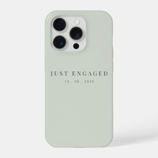 Just Engaged Minimalist Typography Pale Sage iPhoneケース (裏面)