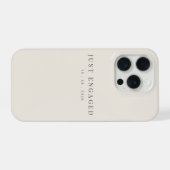 Just Engaged Minimalist Typography Soft Beige iPhoneケース (裏面横)