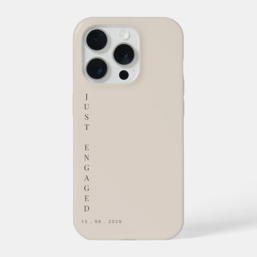 Just Engaged Minimalist Typography Soft Latte iPhoneケース (裏面)