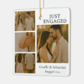 Just Engaged Photo Couple Engagement Christmas セラミックオーナメント (左)