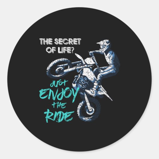 Just Enjoy The Ride Motocross Motorcycle Biker Gif ラウンドシール (正面)