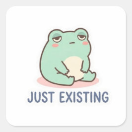 Just Existing Frog Sticker Cute Neutral Frog Minim スクエアシール