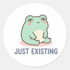 Just Existing Frog Sticker Cute Neutral Frog Minim ラウンドシール