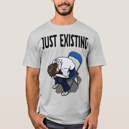 Just Existing Mood – White T-Shirt Tシャツ (正面)