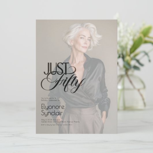 Just Fifty Photo 50th Birthday Party 招待状 (スタンド正面)