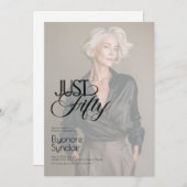 Just Fifty Photo 50th Birthday Party 招待状 (正面/裏面)