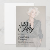 Just Fifty Photo 50th Birthday Party 招待状 (正面/裏面)