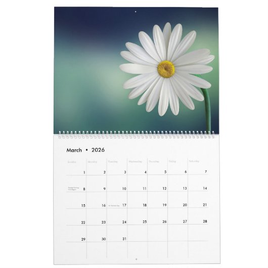 Just Flowers Personalized Name & Year Calendar カレンダー (3月 2026)