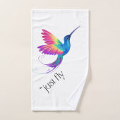 Just Fly - Vibrant Rainbow Hummingbird Art for Fre バスタオルセット (ハンドタオル)