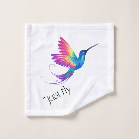 Just Fly - Vibrant Rainbow Hummingbird Art for Fre バスタオルセット (ウォッシュタオル)