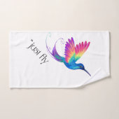 Just Fly - Vibrant Rainbow Hummingbird Art for Fre バスタオルセット (ハンドタオル)