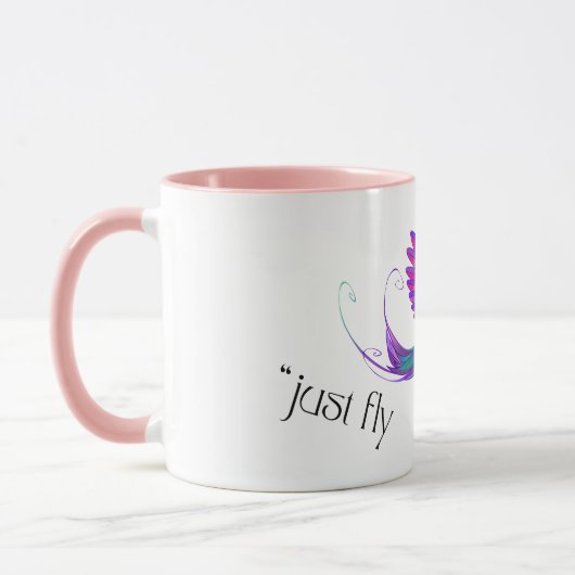 Just Fly - Vibrant Rainbow Hummingbird Art for Fre マグカップ (左)