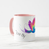 Just Fly - Vibrant Rainbow Hummingbird Art for Fre マグカップ (正面左)