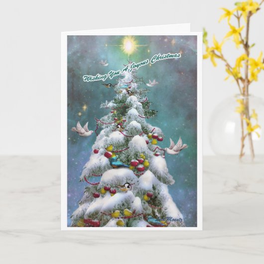 'Just for the Birds' Christmas カード (黄色い花)