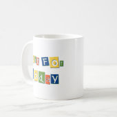 Just for Todayスローガン引用文の色ブロック文字 コーヒーマグカップ (正面左)