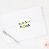 Just for Todayスローガン引用文の色ブロック文字 ラウンドシール (封筒)