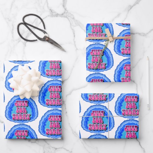 Just For Today Geode 12ステップオウム回復スローガン ラッピングペーパーシート (正面)