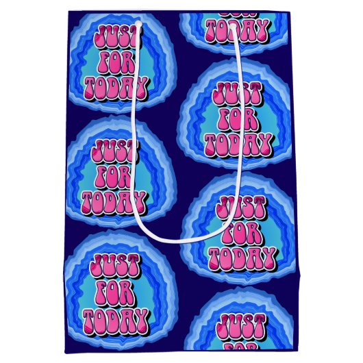 Just For Today Geode 12 Step AA Recovery Slogan ミディアムペーパーバッグ (裏面)