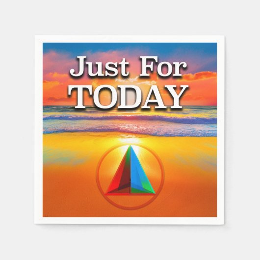 Just For Today Recovery Slogan Sunrise スタンダードカクテルナプキン (正面)