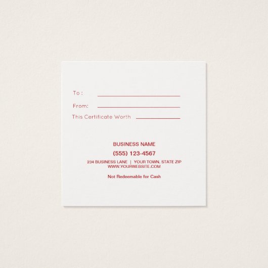 Just For You 素朴 Deer Gift Card証明書 (裏面)