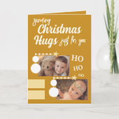 Just for you Christmas hugs写真金ゴールド白 シーズンカード (正面)