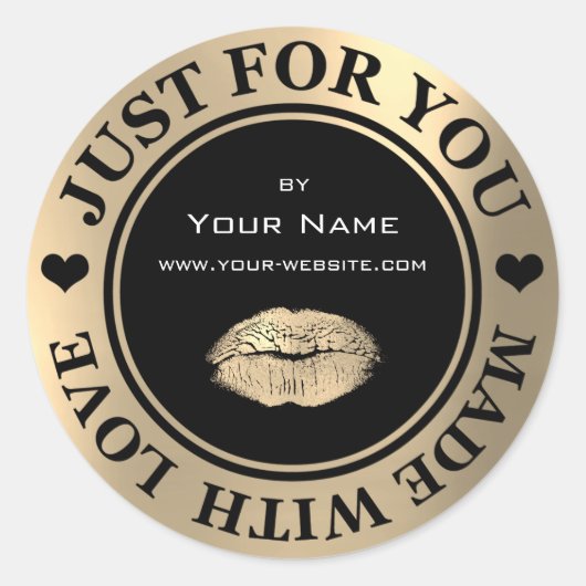 Just For You Made With Love Blackくもの巣金ゴールドキス ラウンドシール (正面)