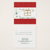 Just For You Red Green金ゴールドギフトカード証明書 (正面&裏面)