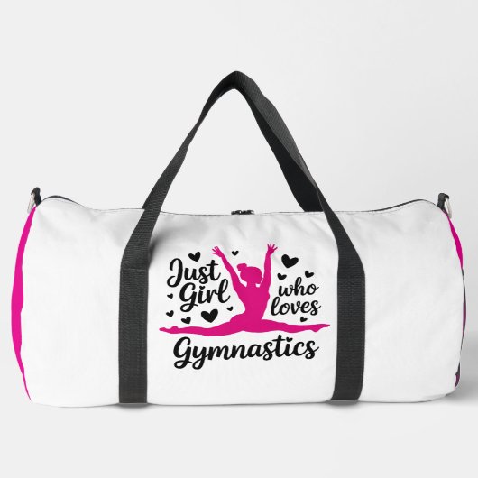 Just Girl Loves Gymnastics Hearts ダッフルバッグ (正面)