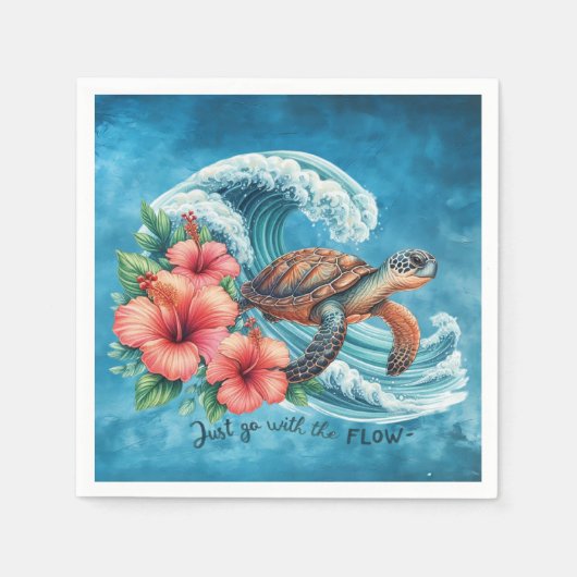 Just Go With the Flow — Turtleスタイル スタンダードカクテルナプキン (正面)