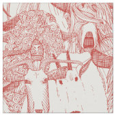 just goats poppy red natural ファブリック (クローズアップ)