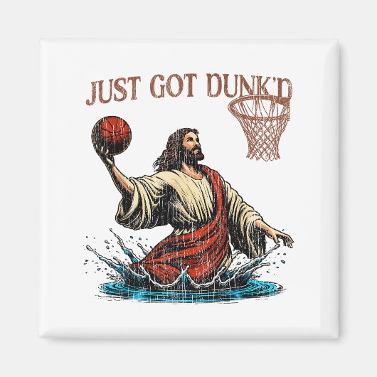 Just Got Dunked Funny Baptism Jesus Christian Bask マグネット (正面)