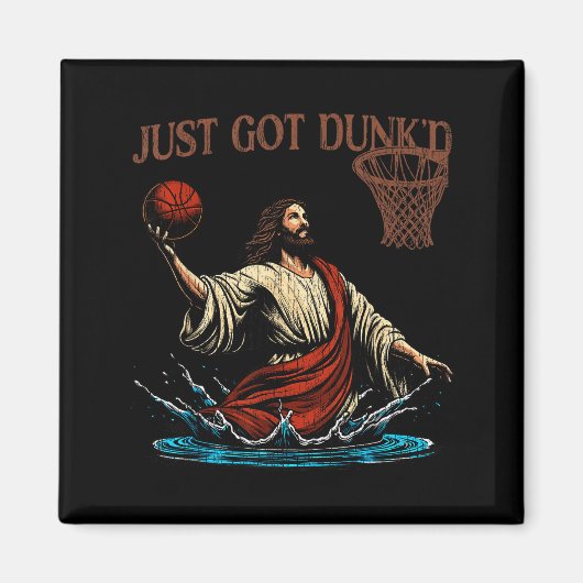 Just Got Dunked Funny Baptism Jesus Christian Bask マグネット (正面)