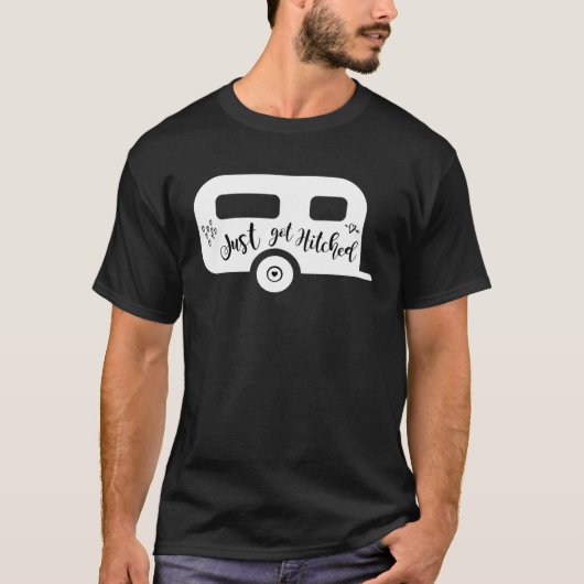 Just Got Hitched Bride Groom Camping Couple weddin Tシャツ (正面)