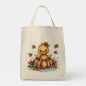 Just hanging around, Fall Duck Playing In Pumpkin トートバッグ (裏面)