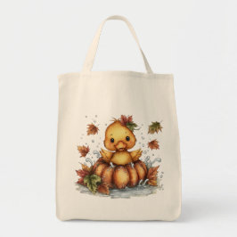 Just hanging around, Fall Duck Playing In Pumpkin トートバッグ