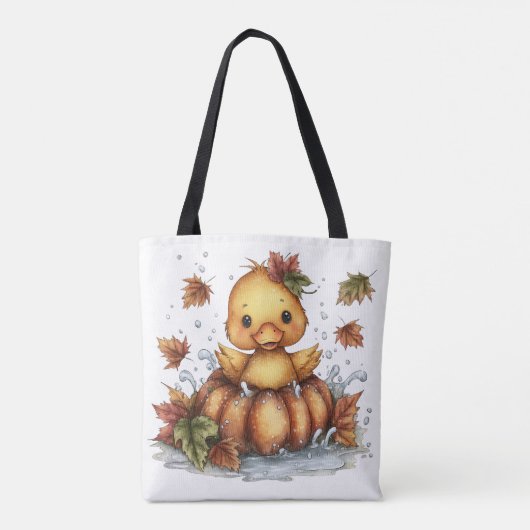 Just hanging around, Fall Duck Playing In Pumpkin トートバッグ (裏面)
