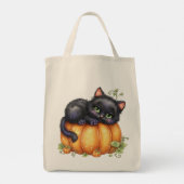 Just hanging around, Resting Kitten In Pumpkin トートバッグ (裏面)