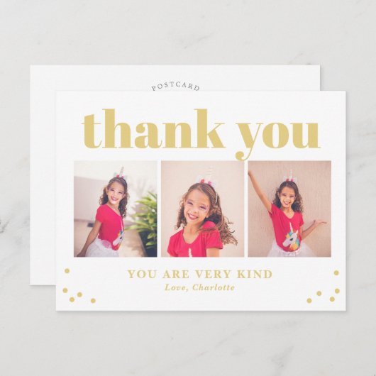 Just Happy Editable Colorありがとうはがき ポストカード (正面/裏面)